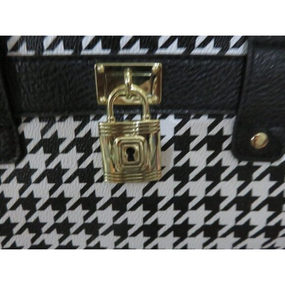 George Black & White Houndstooth Vegan Leather Tote Crossbody Handbag Brand NWT - Picture 2 of 12